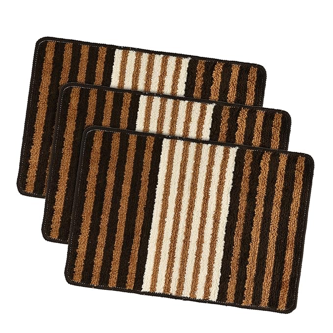 Kuber Industries Anti-Skid Water-Absorbent Door Mats for Home Micro Pearl Lining Brown